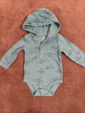 Carter's Teal Hooded Dino One-Piece Bodysuit